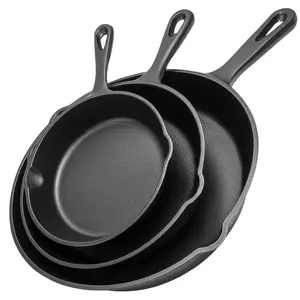 High-End 3-Piece Cast Iron Skillet Set, Non-Stick Pans with Splatter Guard, Ideal for Holiday Cooking, RV Use, Campfire Picnics