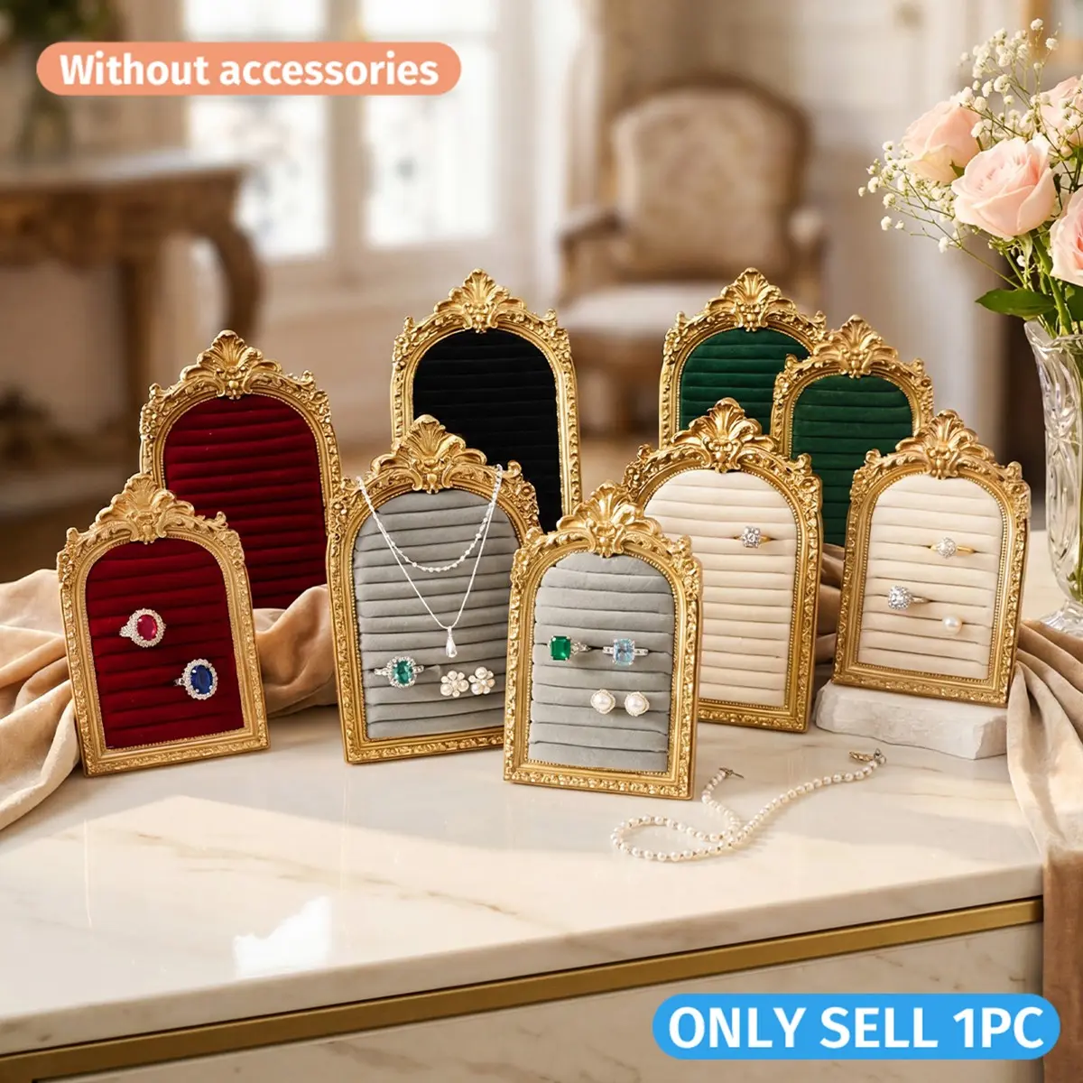 European Style Resin Jewelry Display Stand, Hand-Painted Decorative Organizer, Ideal for Rings and Earrings, Ring Holder