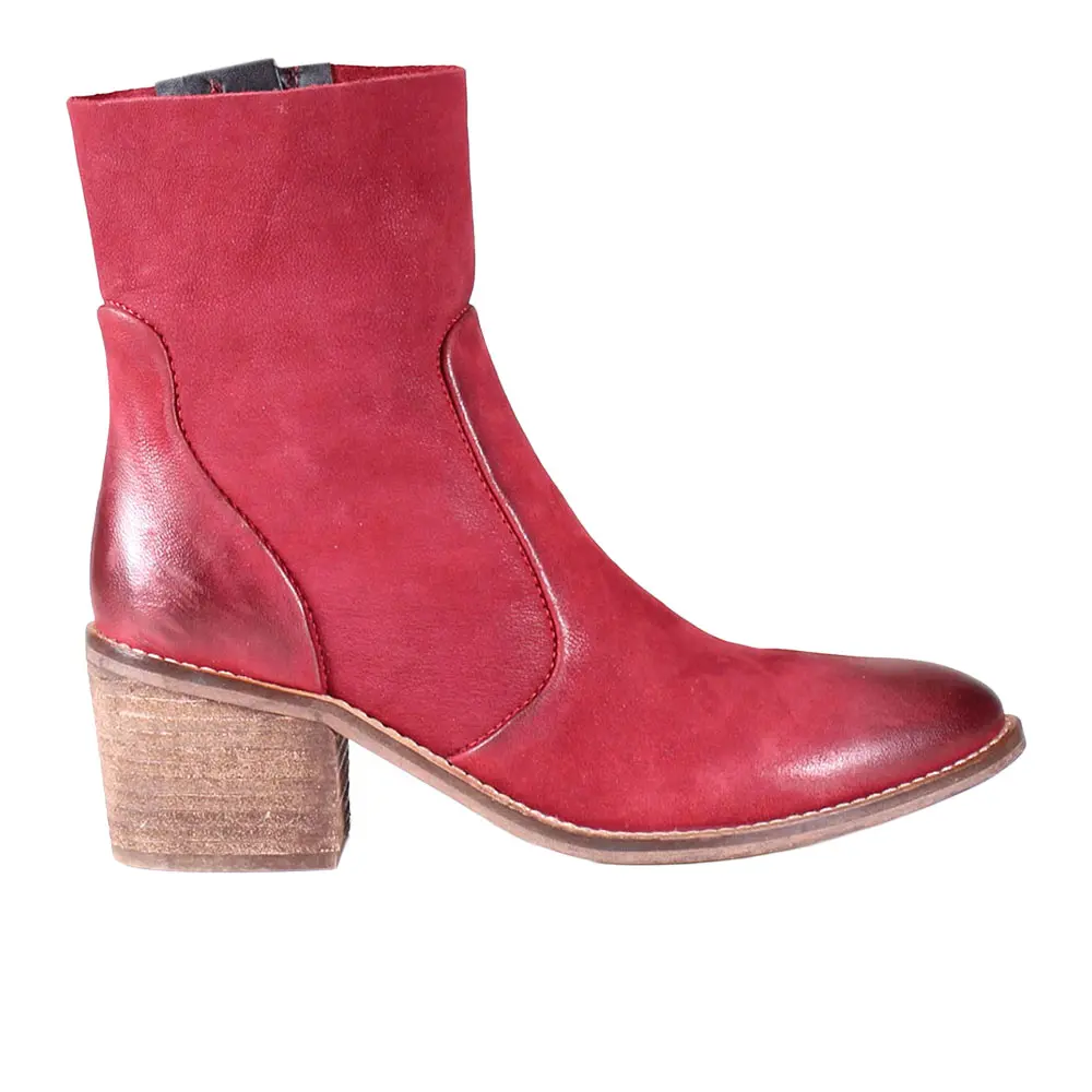 Diba True Womens Majestic Round Toe Zippered Casual Boots Ankle Mid Heel 2-3" - Red