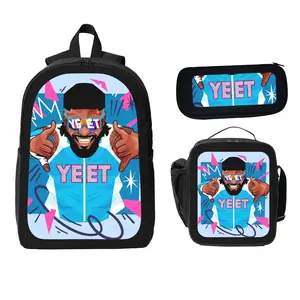 3-Piece Backpack Set — Featuring eye-catching graphic designs, this set includes a student backpack, a pencil case, and a lunch bag. Specially crafted for students and fans, it is the ideal choice for use on campus.
