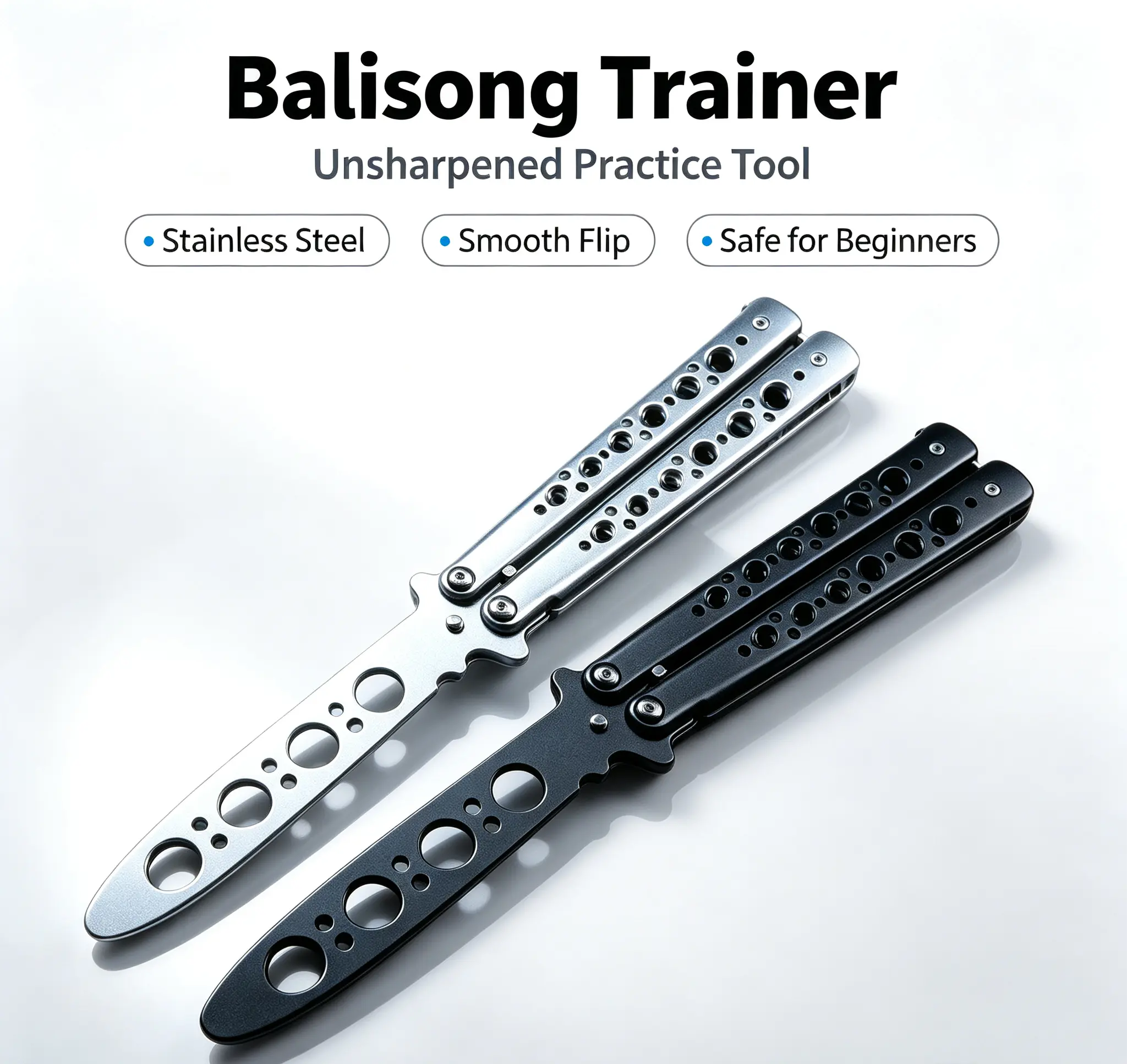 Balisong Trainer Butterfly fly Knife for Beginners - Safe Practice All Metal Tool for Learning Flipping Techniques