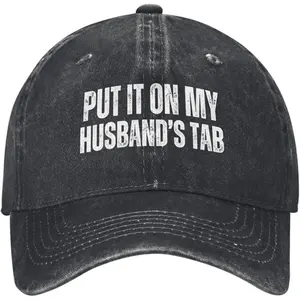 Put It On My Husbands Tab Hat for Men Women Husbands Hat Baseball Cap Washed Sun Trucker Hat Unisex Curved Brim