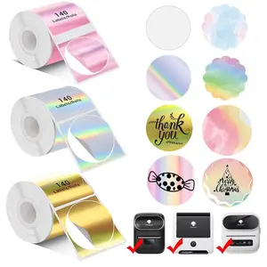 Round Holographic Label Sticker (1 Roll), Self Adhesive Label Sticker, Sticky Label, Label Paper for M220 M200 M221 M110 Label Printer