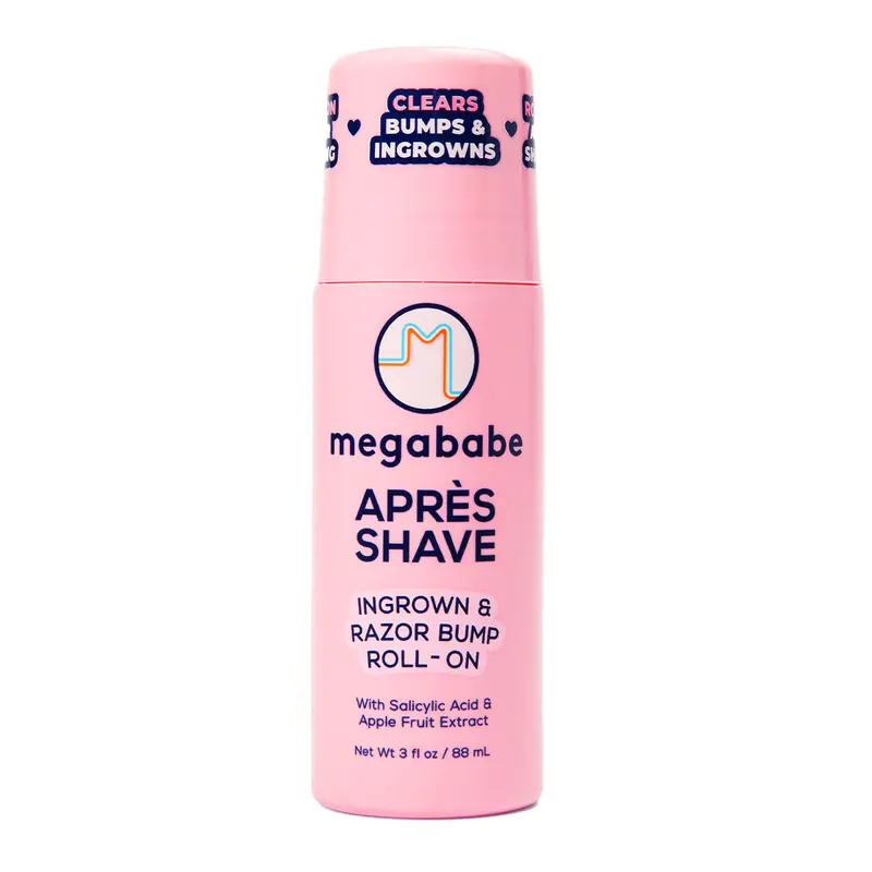 Megababe Après Shave Roll-On Treatment - Body Care Cosmetic for Women, Sensitive Skin, Smooth Shaving, Bikini Hair Removal, Ingrown Hair & Razor Bump Relief, 3 fl oz, Multiple Areas