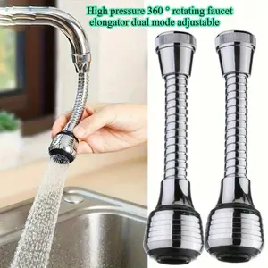 2 Pcs 360° Rotating Faucet Extenders – ABS splash-proof water saver with flexible swivel design. Easy no-tool install for kitchen and bathroom sinks, improves water flow control and reduces splashing.