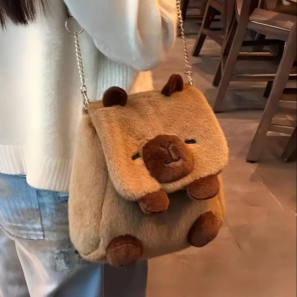 Customized Personalized Embroidered Name Cute Capybara Plush Backpack, Portable Daily Small Backpack, Suitable For, Casual Outings, Hiking, School, Holiday Gifts (Christmas, Valentine'S Day, Thanksgiving), Travel Backpack, Crossbody Bag