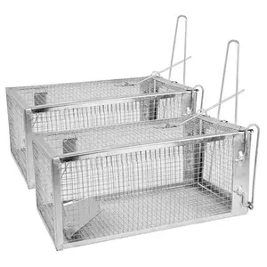 SmartCATCHX 2 Pack Rat Trap Cage Humane Live Rodent Trap Cage Galvanized Iron Mice Mouse Control Bait Catch with Detachable U Shaped Rod