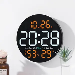 10 Inch Large Screen Digital Wall Clock, Simple Style Living Room Clock with Temperature Humidity Display, Remote Control, Ideal Gift for Parents