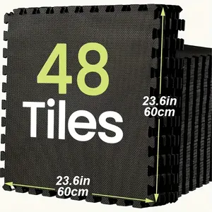 Puzzle Exercise Mat with 24/48 Tiles Interlocking Foam Gym Mats, 24'' X 24'' EVA Foam Floor Tiles, Protective Flooring Mats for Gym Equipment