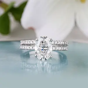 Oval Cut Solitaire Bridal Wedding Ring Sets