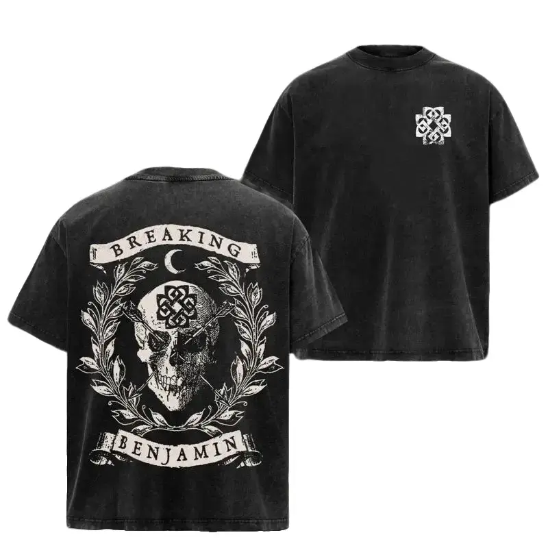 Retro NEW Breaking Benjamin Wreath Wrapped Around The Skull T-Shirt Music Graphic Tee Rock Band Shirt, Retro Music Tee, Rock Music Lover Shirt, Vintage Band Shirts Casual Comfort Cotton Fabric Fit Top ,Top Men's and Women's Clothing . Streetwear