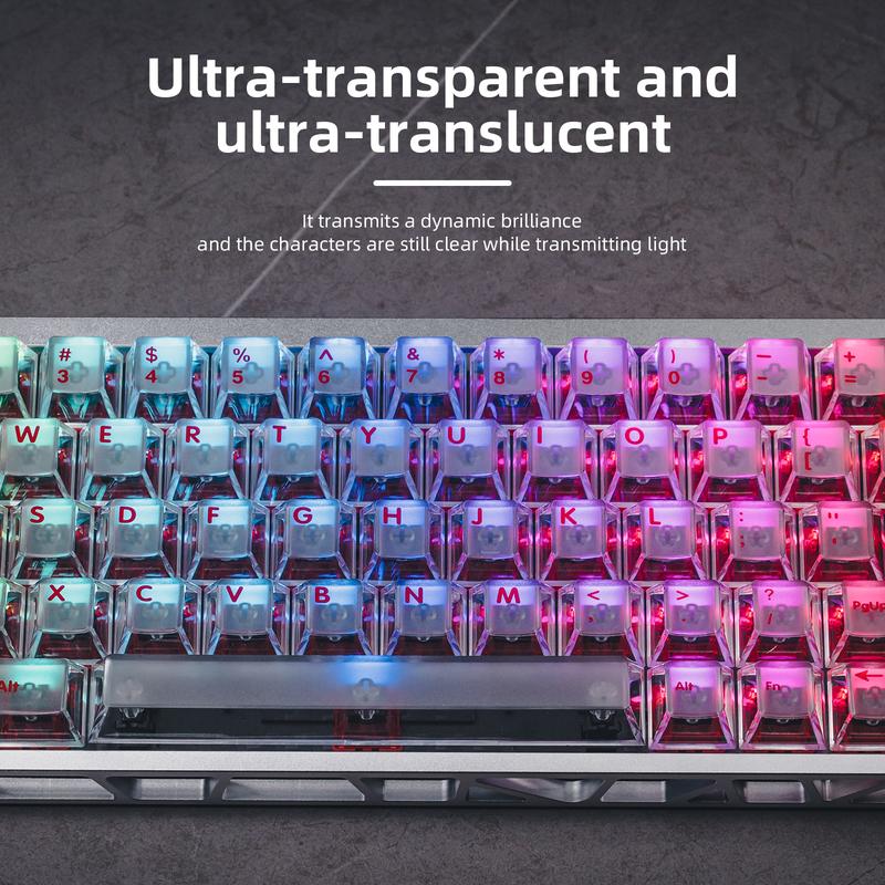 Latenpow Foggy Transparent Keycaps PBT Keycap Set for Mechanical Gaming Keyboard DIY 68/75 Layout 94 Keys