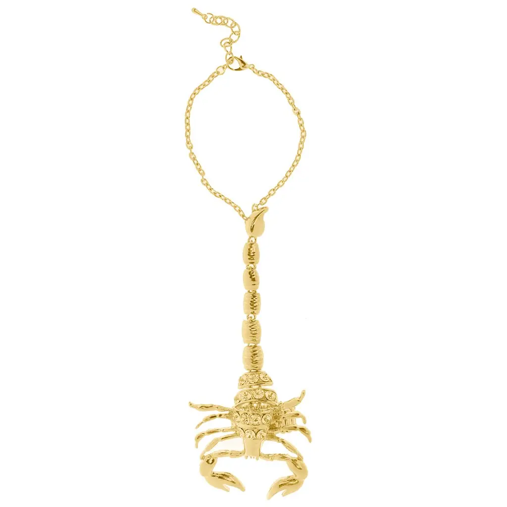 Bonarty Scorpion Adjustable Slave Finger Ring Hand Chain Bracelet Wrist Jewelry - Gold