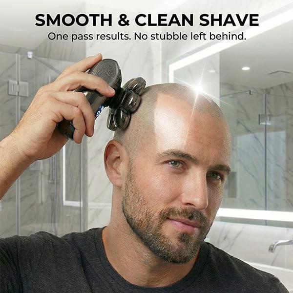 FLITOK Electric Head & Face Shaver for Bald Men 6-in-1 Waterproof IPX7 7D Magnetic Razor Type-C Fast Charge LCD Screen Nose Trimmer & Face Brush Kit Travel Ready