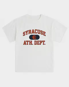 EE Syracuse Athletic Department Graphic T-Shirt, Vintage College Style Tee, White Cotton Streetwear Shirt, Casual Oversized Unisex T-Shirt