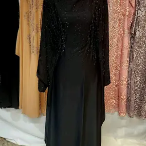 Butterfly Abaya - Elegant Black Embellished Design with Overlay for Special Occasions