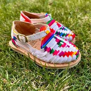 Nına Mexican Sandals Traditional Huaraches Leather Summer Flats Serape Style Walking Shoes