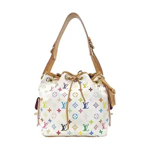 Pre-owned Louis Vuitton Canvas Shoulder Bags x Takashi Murakami Petite Noé Bucket Bag, White Monogram Multicolore