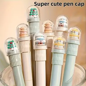 Cute Cartoon Gel Pens Set, 0.5mm Tip, Quick-Dry Ink, Anti-Stress Design, Smooth Writing, No Clogging, Plastic Body, Office Stationery