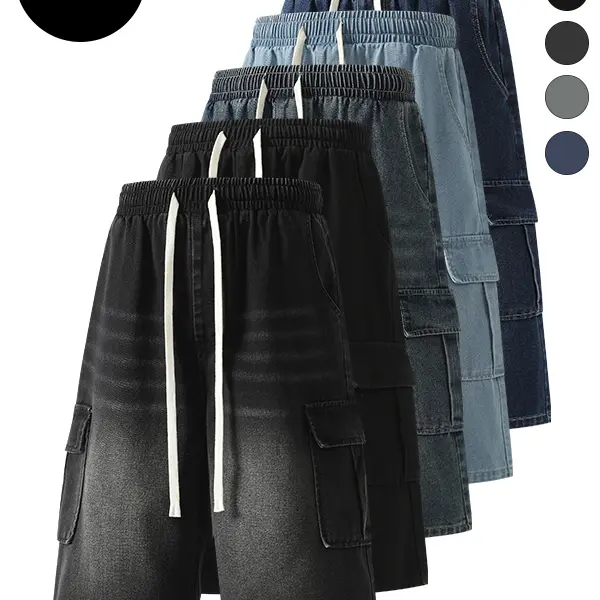 5-Pack Men’s Summer Cargo 7/8 Jeans – Trendy High Street/Streetwear Sport Style, Versatile Loose Casual Shorts for Men