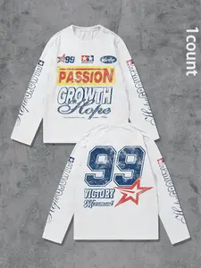 Men's Regular Fit Oversized Long Sleeve Plain T-Shirt, Loose Shoulder Cut, Minimalist Casual Style, Spring & Fall Fashion Top, Menswear