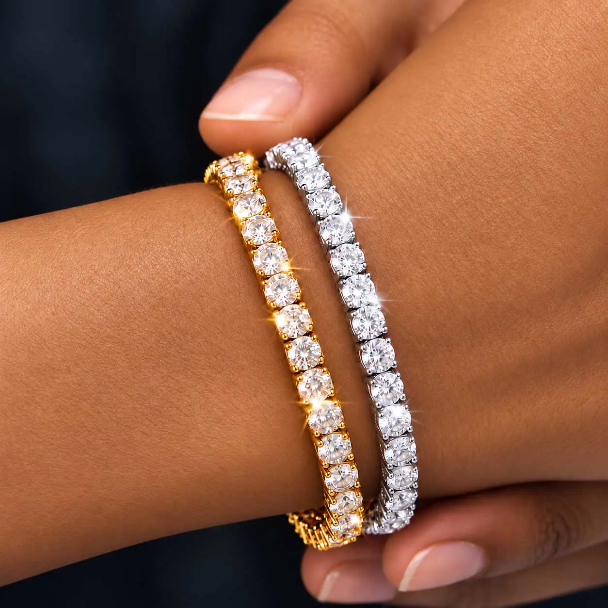Unisex 2026 Summer 2 Pcs Set Silver Metallic Double Stack Rhinestone Bracelets & Bangles, Minimalist Layered Cuff Jewelry, Elegant Everyday Wear Party Accessory, Birthday Gift, Silver Rhinestone Bracelets & Bangles