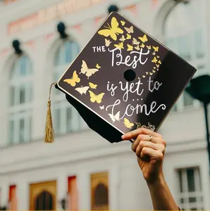 GRADWYSE Aluminum Graduation Cap Topper Cap Decorations, The Best is Yet to Come (Black)