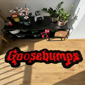 1 pcs, Bedroom bedside rug/mat, Creative Goosebumps-themed rug, Stylish and trendy mat for laundry room decoration, Cool reflective fabric, durable short pile, easy to clean, Suitable for indoor living room, bedroom, kitchen, cloakroom, and leisure area.