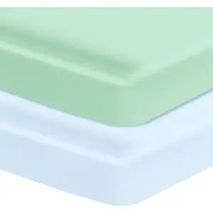 Satin  Sheets 2 Pack, 28 x 52 x 8 Inch Soft Fitted  Mattress Sheets for  Boys, Mint Green and  Blue  Bedding Protect for  and Hair
