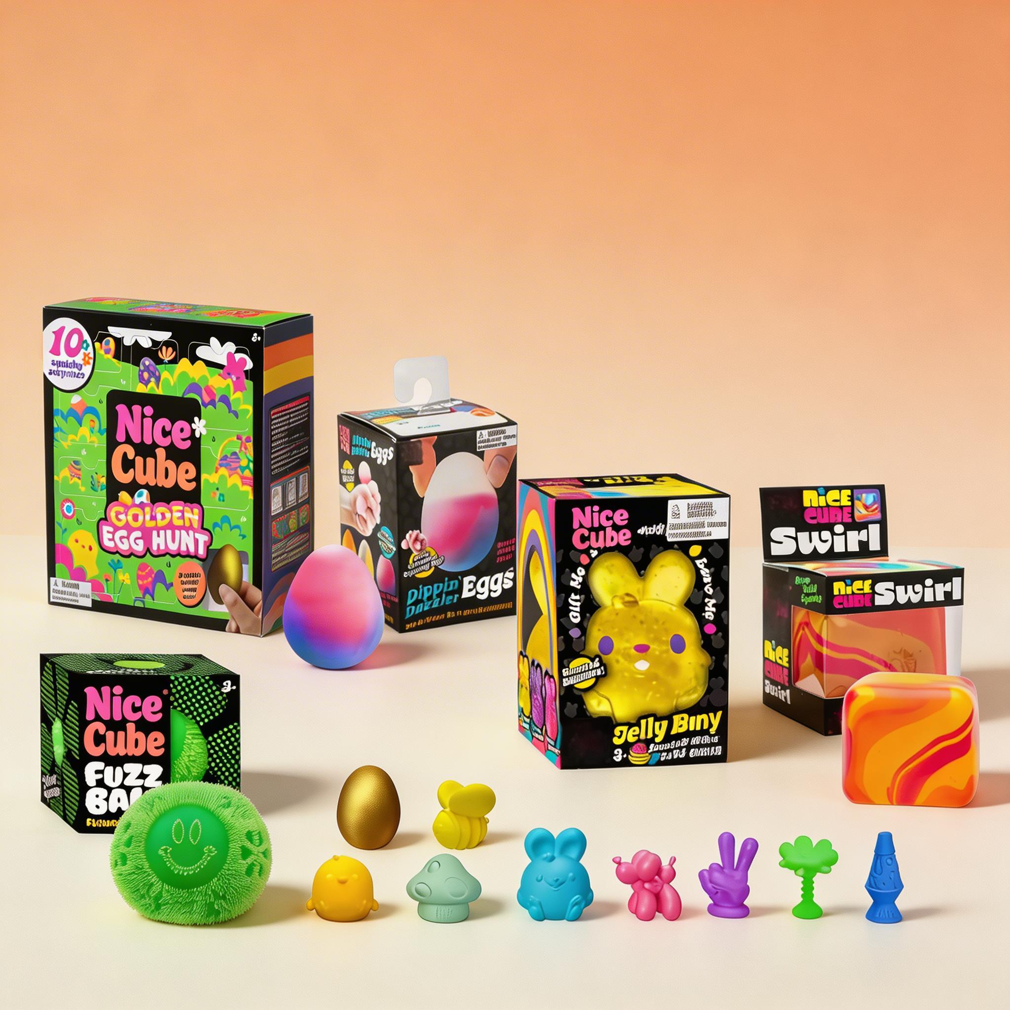 Easter Golden Egg Discovery Set – 5 Squishy Toys with Various Textures & Fillings, Ages 3+