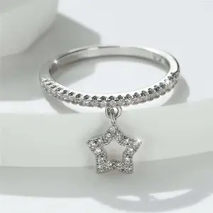 Zircon Star Pendant Couple Rings Silver/Golden/Black for Women and Men - Stylish Everyday Jewelry and Personalized Gifts