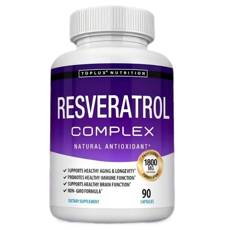 Toplux Resveratrol Complex 1800mg Capsules - Pure Potent Antioxidant Supplement - GMO-Free Vegan - Made in USA - 90 Capsules