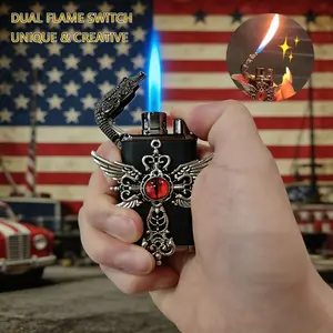 Viral "Evil Eye" Refillable Butane Jet Lighter – Butane Gas NOT Included Adjustable Windproof Rechargeable Retro Waterproof Permanent