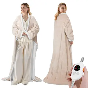 Wearable Heated Blanket, Full Body Electric Robe with Foot Pockets and Sleeves, 6 Heat Settings, 9-Hour Timer, Winter Gift