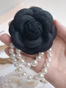 Elegant Women's Camellia Faux Pearl Tassel Flower Brooch Pin, Jewelry Accessory for Shirt Collar Dress Party Wedding Gift