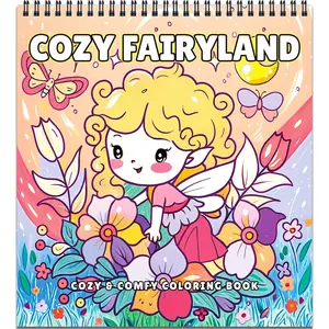 Cozy Fairyland: Cute Coloring Books for Adults Relaxation - 32 Dreamy Flower Fairy Scenes, Comfy Coloring Book for Teens   & Mindfulness  for Women, Spiral Bound - by
