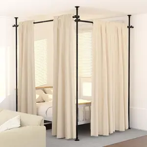 Room Divider Curtain Rod, No Drilling Tension Rods for Room Separation, 28-144 inch W x 4-10 ft H Floor to Ceiling Wall Dividers Heavy Duty Vertical Tension Stand, Easy to Install, Black