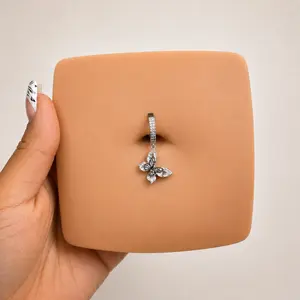 Hinged Butterfly Bling Belly Ring