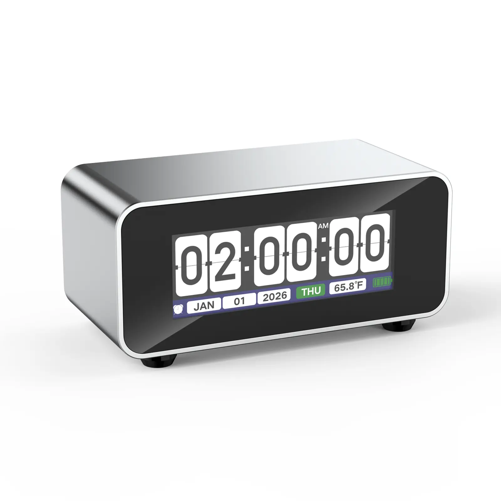 Minimalist CNC Aluminum Flip Desk Clock, Modern Digital Alarm Clock with Auto-Dimming Display, Temperature & Date, Luxury Bedroom & Office Table Clock