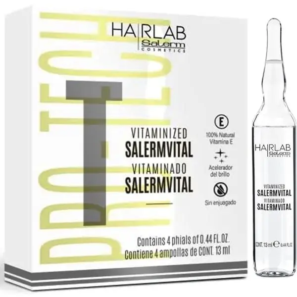 Salerm Hairlab Salermvital Revitalizing Haircare Lotion - Damaged Hair Repair Treatment, Pack of 5 Ampoules (0.34 fl oz) - For Shiny Hair, Apply Ends, Hydrating, Instant Repair, Germ Oil