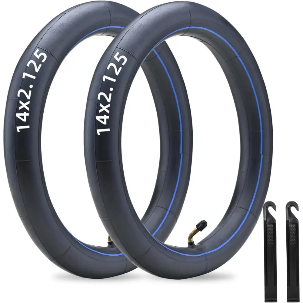 (2-Pack) 14x2.125 Heavy-Duty Inner Tubes with CR202 Bent Valve Stem for Electric Scooters and E-Bikes.Includes 2 Tire Levers for Easy Installation
