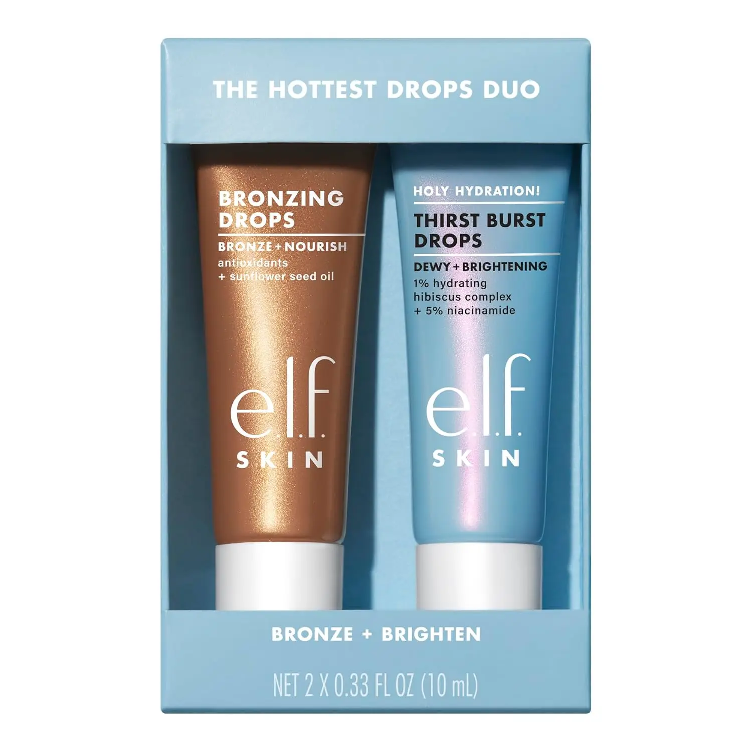 e.l.f. SKIN The Hottest Drops Duo | Holy Hydration! Thirst Burst Drops & Bronzing Drops Skincare Set, For A Dewy, Sun-Kissed Look, Vegan & Cruelty-Free