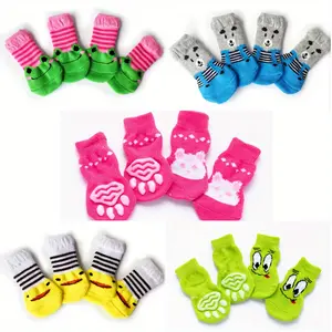 20pcs Non-Slip Dog Socks for Small Dogs - Paw Protectors with Indoor Traction Control for Hardwood Floors - 5 Styles Available