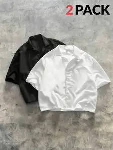 Men's Casual Two-Piece Shirt Set, & Dual Pack, Minimalist Design, Wrinkle-Resistant Fabric, Easy Care, Fashionable and Versatile