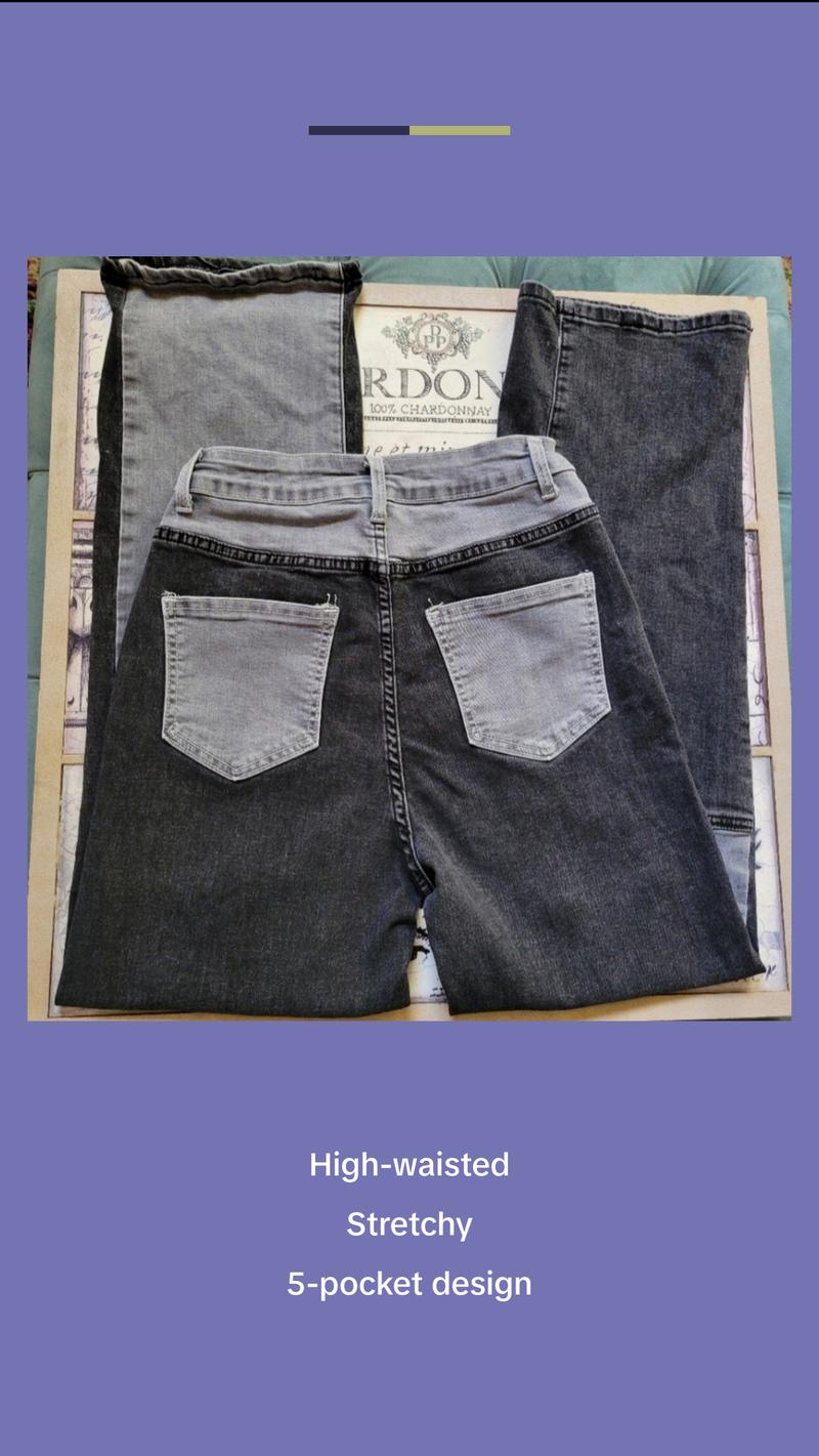 SHEIN High Rise Black & Grey Stretchy Jeans