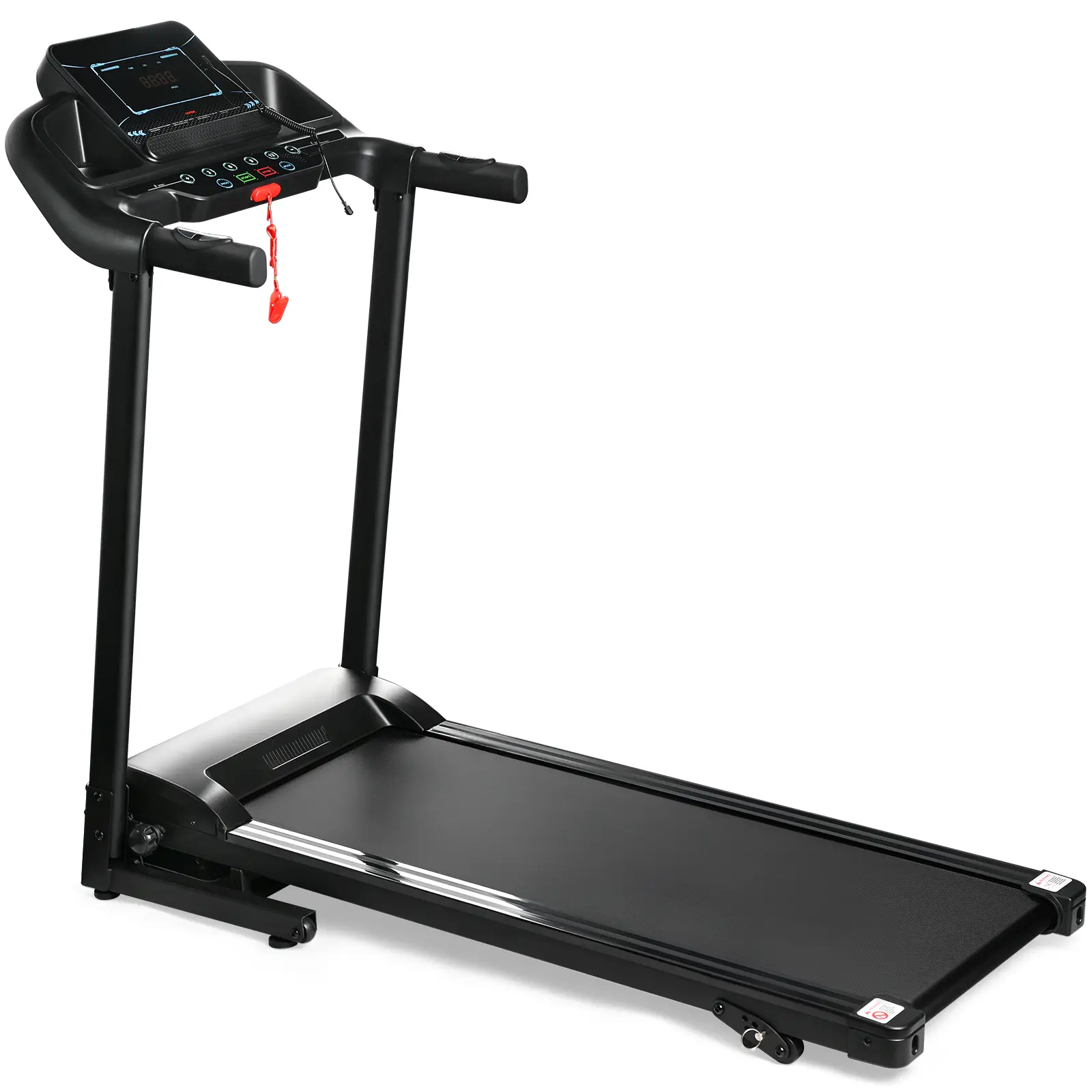 Electric Folding Treadmill, Adjustable Incline and Low Noise Design, with LCD Display and Heart Rate Sensor, Compact Running Machine for Home Office Apartment Black