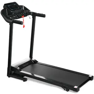 Electric Folding Treadmill, Adjustable Incline and Low Noise Design, with LCD Display and Heart Rate Sensor, Compact Running Machine for Home Office Apartment Black