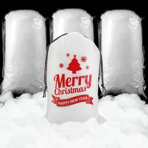 3 Bags Christmas Fake Snow Decor Fiber Artificial Snow Fluffy Indoor Decoration Snow Blanket with White Bag for Winter Mantle Village and Nativity Farmhouse Holidays Christmas Decor