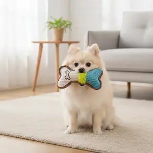 Plush Dog Squeaky Toy | Soft Bone Chew