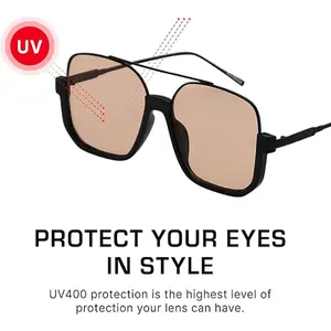 Oceantree Unisex Plastic Stylish Glasses - UV400 Protection, Oversized Square Vintage Punk Semi-Rimless, Tinted Lenses, Outdoor Use, Summer Trendy Gift for Her #MothersDayGift #SummerVibes Styling Sunglasses Sunglasses Polarized